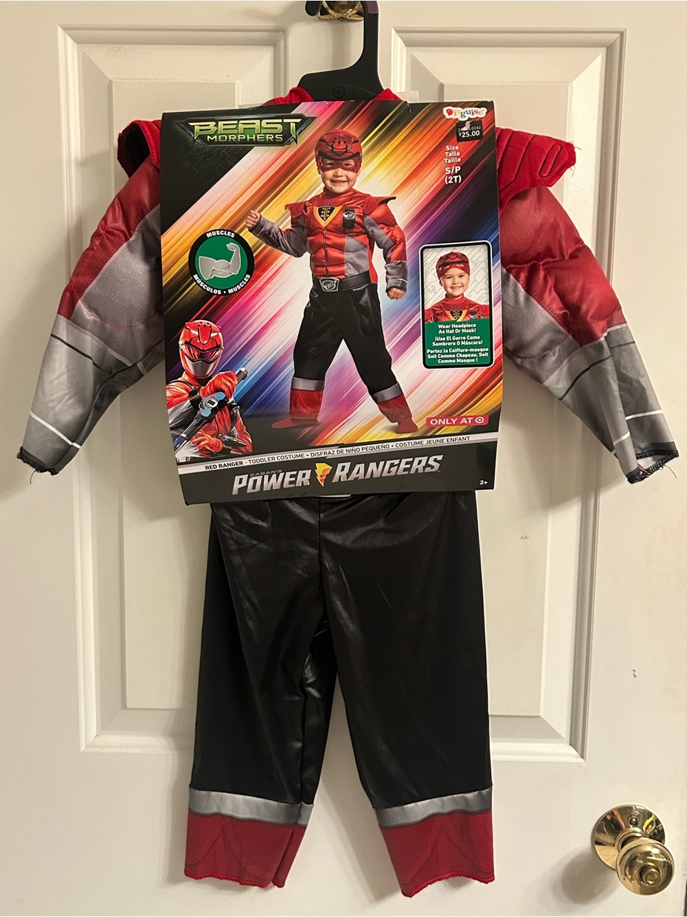 NWT-Power Ranger Red Beast Morphers Kids Costume - Red, Black, Silver